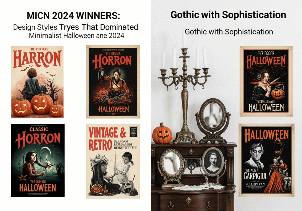 Side-by-side comparison of 2024's top-performing minimalist vs. gothic Halloween designs.